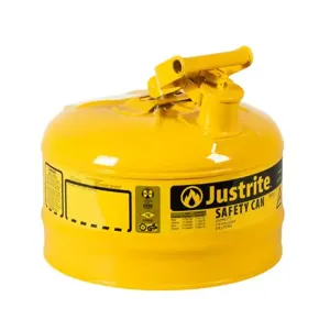 JUSTRITE 7125200 Safety Can, Flame Arrester, Type I, 2-1/2 Gallon, Yellow | AA4ZYR JCN7125200, 7125200Z