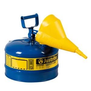 JUSTRITE 7125310 Safety Can, Flame Arrester, Type I, 2.5 Gallon, 11-1/2 Inch Height, Blue | AA4ZYV 13M470