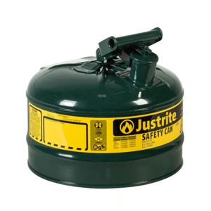 JUSTRITE 7125400 Safety Can, Flame Arrester, Type I, 2.5 Gallon, 11.5 Inch Height, Green | AA4ZYW 13M471
