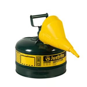 JUSTRITE 7125410 Safety Can, Flame Arrester, Type I, 2.5 Gallon, 11.5 Inch Height, Green | AA4ZYX 13M472