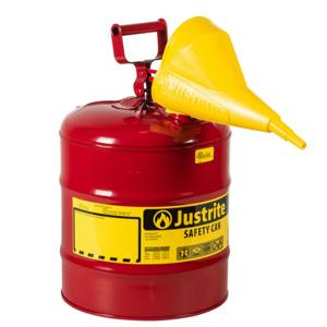 JUSTRITE 7150110 Safety Can, Flame Arrester, Type I, 5 Gallon, 16-7/8 Inch Height, Red | AA4ZYY 13M473