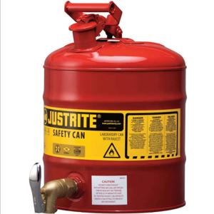 JUSTRITE 7150140 Safety Can for Laboratories, Bottom Faucet, Type I, 5 Gallon, Red | AC8JFX JCN7150140