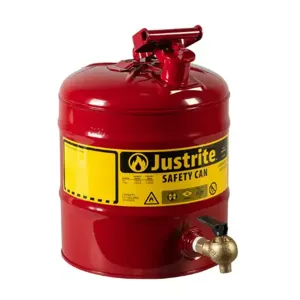 JUSTRITE 7150140 Safety Can for Laboratories, Bottom Faucet, Type I, 5 Gallon, Red | AC8JFX JCN7150140