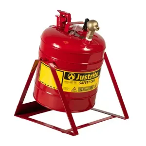 JUSTRITE 7150146 Safety Can, Tilt-Style with Stand, Faucet, Type I, 5 Gallon, Red | AD2DQR JCN7150146