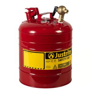 JUSTRITE 7150147 Safety Can, Top Brass Faucet, Type I, 5 Gallon, 15-7/8 Inch Height, Red | AA4ZYZ 13M474