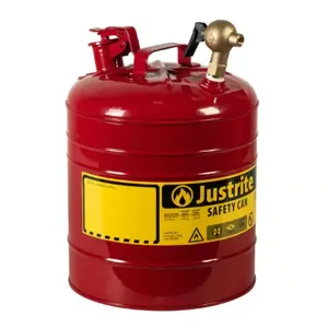 JUSTRITE 7150147 Safety Can, Top Brass Faucet, Type I, 5 Gallon, 15-7/8 Inch Height, Red | AA4ZYZ 13M474