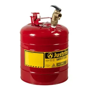 JUSTRITE 7150157 Safety Can, Bottom Faucet, Type I, 5 Gallon, Red | AD2DQZ 3NJY9