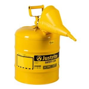 JUSTRITE 7150210 Safety Can, Flame Arrester, Type I, 5 Gallon, 16-7/8 Inch Height, Yellow | AA4ZZA 13M475