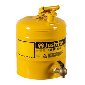 JUSTRITE 7150240 Safety Can, Laboratories, Type I, Rigid Faucet, 5 Gallon, Yellow | CH6GLD JCN7150240, 7150240