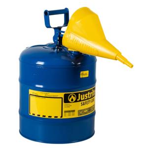 JUSTRITE 7150310 Safety Can, Flame Arrester, Type I, 5 Gallon, 16-7/8 Inch Height, Blue | AA4ZZD 13M478