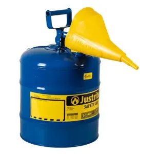 JUSTRITE 7150310 Safety Can, Flame Arrester, Type I, 5 Gallon, 16-7/8 Inch Height, Blue | AA4ZZD 13M478