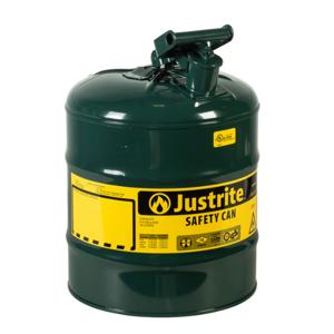 JUSTRITE 7150400 Safety Can, Flame Arrester, Type I, 5 Gallon, 16-7/8 Inch Height, Green | AA4ZZE 13M479