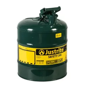 JUSTRITE 7150400 Safety Can, Flame Arrester, Type I, 5 Gallon, 16-7/8 Inch Height, Green | AA4ZZE 13M479