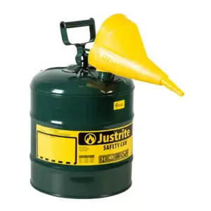 JUSTRITE 7150410 Safety Can, Flame Arrester, Type I, 5 Gallon, 16-7/8 Inch Height, Green | AA4ZZF 13M480