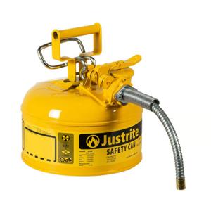 JUSTRITE 7210220 Safety Can, 5/8 Inch Metal Hose, Type II, 10-1/2 Inch Height, Yellow | AD2DTV JCN7210220, 7210220Z