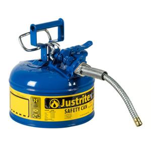 JUSTRITE 7210320 Safety Can, 5/8 Inch Metal Hose, Type II, 10-1/2 Inch Height, Blue | AD2DTT 3NKK4