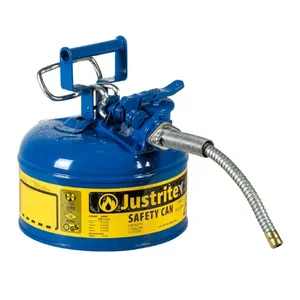 JUSTRITE 7210320 Safety Can, 5/8 Inch Metal Hose, Type II, 10-1/2 Inch Height, Blue | AD2DTT 3NKK4