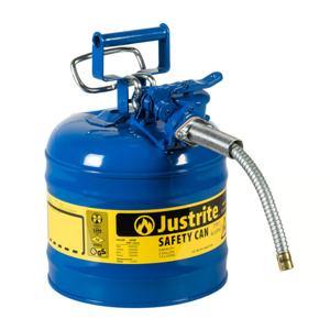JUSTRITE 7220320 Safety Can, 5/8 Inch Metal Hose, Type II, 13-1/4 Inch Height, Blue | AD2DTW 3NKL1