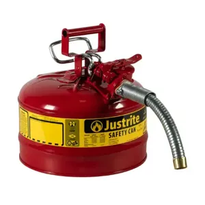 JUSTRITE 7225130 Safety Can, 1 Inch Metal Hose For Flammable, Type II, 11-3/4 Inch Width, Red | AE4LYM JCN7225130, 7225130Z