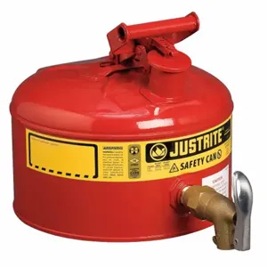 JUSTRITE 7225150 Safety Can, Rigid Bottom Brass Faucet, Type I, 2-1/2 Gallon, Red | AE4LYQ JCN7225150, 7225150Z