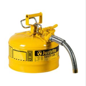 JUSTRITE 7225220 Safety Can, 5/8 Inch Metal Hose, Type II, 12 Inch Height, Yellow | AA4ZZG 13M481