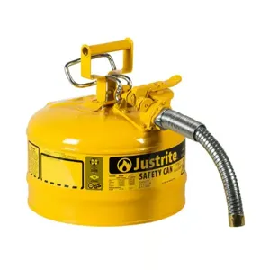 JUSTRITE 7225230 Safety Can, 1 Inch Metal Hose, Type II, 12 Inch Height, Yellow | AD2DTG JCN7225230, 7225230Z