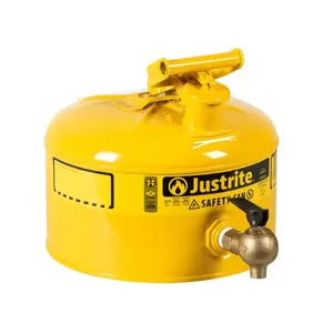 JUSTRITE 7225240 Shelf Safety Can, Type I, Bottom Faucet, 2.5 Gallon, 9.5L, Yellow | CH6GLH