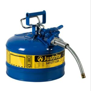 JUSTRITE 7225320 Safety Can, 5/8 Inch Metal Hose, Type II, 12 Inch Height, Blue | AA4ZZK 13M484