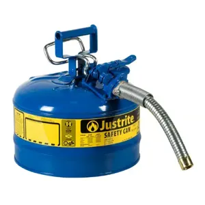 JUSTRITE 7225330 Safety Can, 1 Inch Metal Hose, Type II, 12 Inch Height, Blue | AD2DTE 3NKJ1