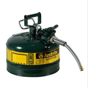 JUSTRITE 7225420 Safety Can, 5/8 Inch Metal Hose, Type II, 12 Inch Height, Green | AA4ZZL 13M485
