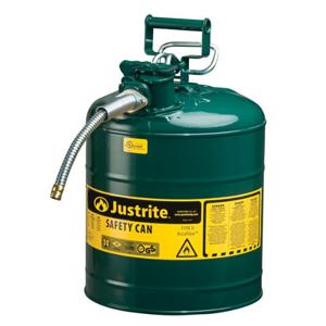JUSTRITE 7250420 Safety Can, 5/8 Inch Metal Hose, Type II, 17-1/2 Inch Height, Green | AA4ZZN 13M487