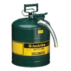 JUSTRITE 7250430 Safety Can, 1 Inch Metal Hose, Type II, 17-1/2 Inch Height, Green | AD2DTD 3NKH8