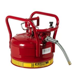 JUSTRITE 7325120 Dot Safety Can, 5/8 Inch Metal Hose For Flammable, Type II, 16-1/2 Inch Height, Red | AE4LYP 5LRG3
