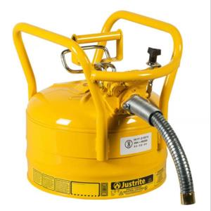 JUSTRITE 7325220 Dot Safety Can, 5/8 Inch Metal Hose, Type II, 12 Inch Height, Yellow | AA4ZZP 13M488