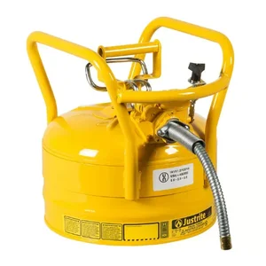 JUSTRITE 7325220 Dot Safety Can, 5/8 Inch Metal Hose, Type II, 12 Inch Height, Yellow | AA4ZZP 13M488