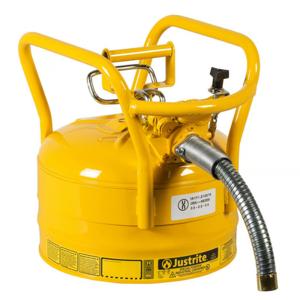 JUSTRITE 7325230 Dot Safety Can, 1 Inch Metal Hose, Type II, 12 Inch Height, Yellow | AA4ZZQ 13M489