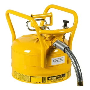 JUSTRITE 7325230 Dot Safety Can, 1 Inch Metal Hose, Type II, 12 Inch Height, Yellow | AA4ZZQ 13M489