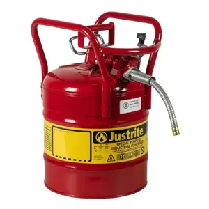 JUSTRITE 7350110 Dot Safety Can, 5/8 Inch Metal Hose For Flammable, Type II, 17-1/2 Inch Height, Red | AA4ZZR 13M490