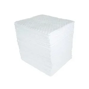 JUSTRITE 83220 Bonded Sorbent Pad, Oil, Medium, 15 x 17 Inch Size, 26 Gallon, White, Pack Of 100 | CD8DWE