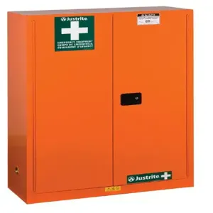 JUSTRITE 860001 Emergency Preparedness Cabinet, 4 Shelves, 2 Doors, Manual Close, 65 x 43 x 18 Inch Size | AB4XBC 20H145