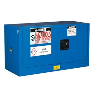 JUSTRITE 861328 Hazardous Material Cabinet, Self Close, 12 Gallon, 457 x 1092 x 457mm Size, Royal Bb;ue | CD8CLH JCB8613281, 8613281