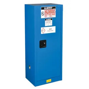 JUSTRITE 861528 Hazardous Material Cabinet, 1 Door, Self Close, 15 Gallon, Royal Blue | AG3DXZ JCB8615281, 8615281