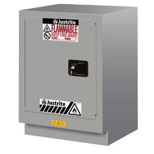 JUSTRITE 882434 Flammable Safety Cabinet, 15 Gallon, 1 Shelf, 1 Door, 24 Inch Size, Silver | CD8CMH