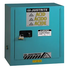 JUSTRITE 8825022 Corrosive/Acid Safety Cabinet, Manual Close, 15 Gallon, Blue | CD8CMK