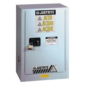 JUSTRITE 8825042 Corrosive/Acid Safety Cabinet, Manual Close, 15 Gallon, Silver | CD8CML