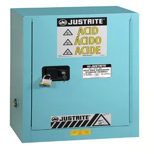 JUSTRITE 8825222 Corrosive/Acid Safety Cabinet, Self Close, 15 Gallon, Blue | CD8CMR