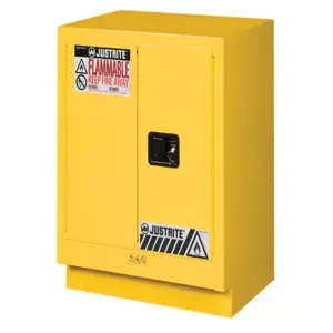 JUSTRITE 883000 Flammable Safety Cabinet, 19 Gallon, 1 Shelf, 2 Doors, 30 Inch Size, Yellow | CD8CMY