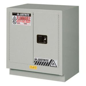JUSTRITE 883004 Flammable Safety Cabinet, 19 Gallon, 1 Shelf, 2 Doors, 30 Inch Size, Silver | CD8CMZ