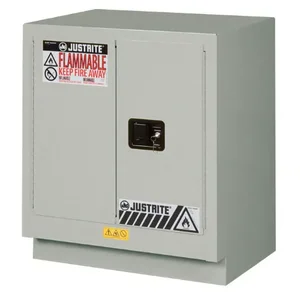 JUSTRITE 883004 Flammable Safety Cabinet, 19 Gallon, 1 Shelf, 2 Doors, 30 Inch Size, Silver | CD8CMZ