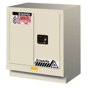 JUSTRITE 883007 Flammable Safety Cabinet, 19 Gallon, 1 Shelf, 2 Doors, 30 Inch Size, Light Neutral | CD8CNA